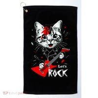 Lets Rock Cat Rock Band Guitar Rock And Roll Golf Towel thumb 0