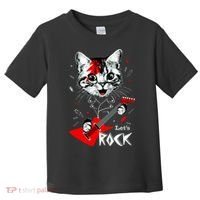 Lets Rock Cat Rock Band Guitar Rock And Roll Toddler T-Shirt thumb 0