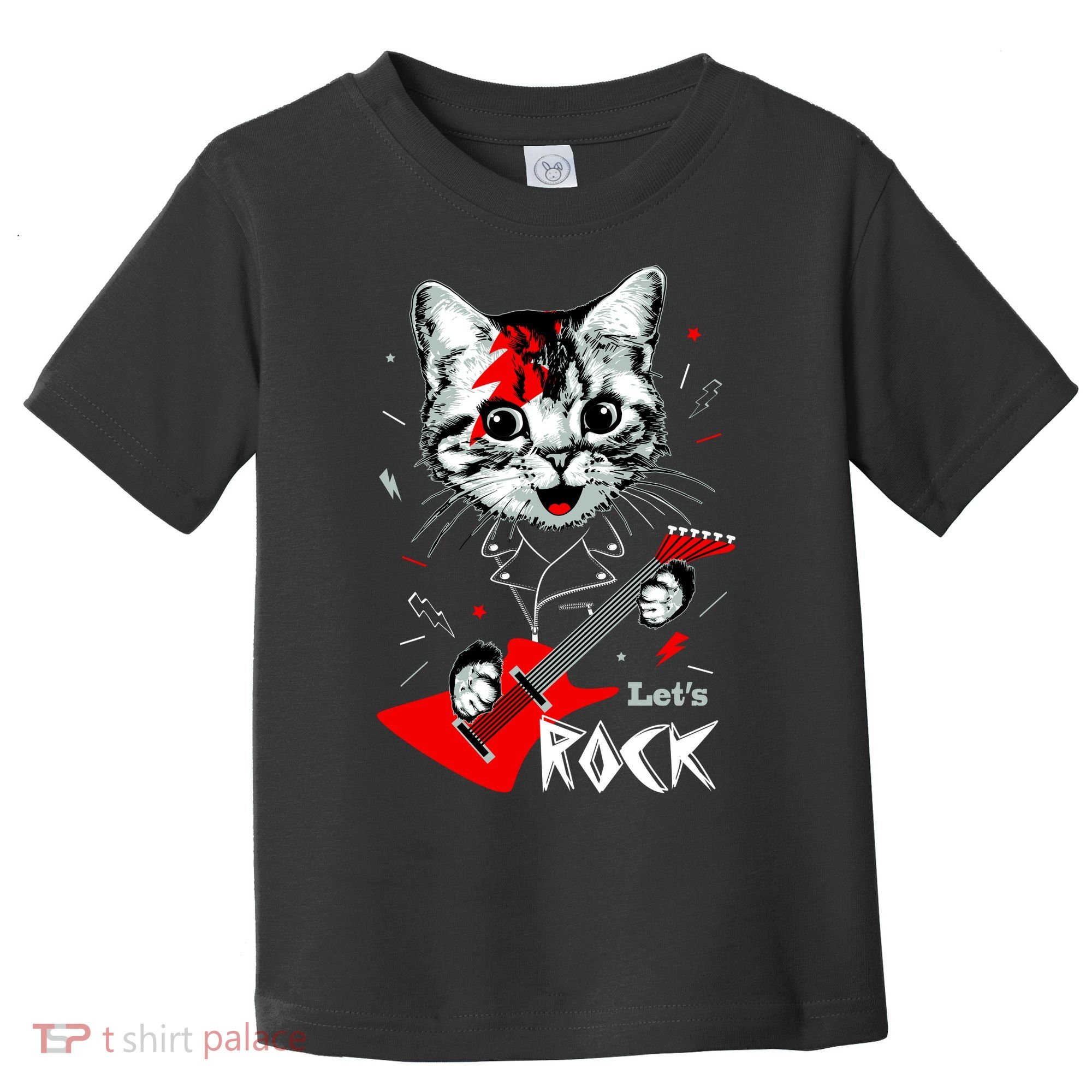 Lets Rock Cat Rock Band Guitar Rock And Roll Toddler T-Shirt