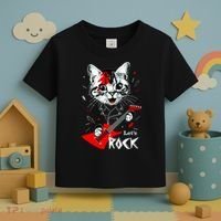 Lets Rock Cat Rock Band Guitar Rock And Roll Toddler T-Shirt thumb 3