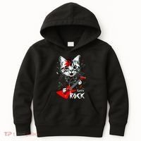 Lets Rock Cat Rock Band Guitar Rock And Roll Kids Hoodie thumb 0