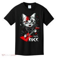 Lets Rock Cat Rock Band Guitar Rock And Roll Kids T-Shirt thumb 0
