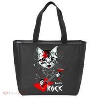 Lets Rock Cat Rock Band Guitar Rock And Roll Tote Bag thumb 0