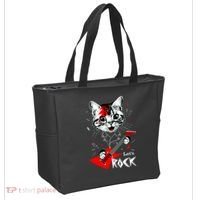 Lets Rock Cat Rock Band Guitar Rock And Roll Tote Bag thumb 2