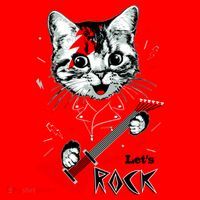 Lets Rock Cat Rock Band Guitar Rock And Roll Santa Hat thumb 1