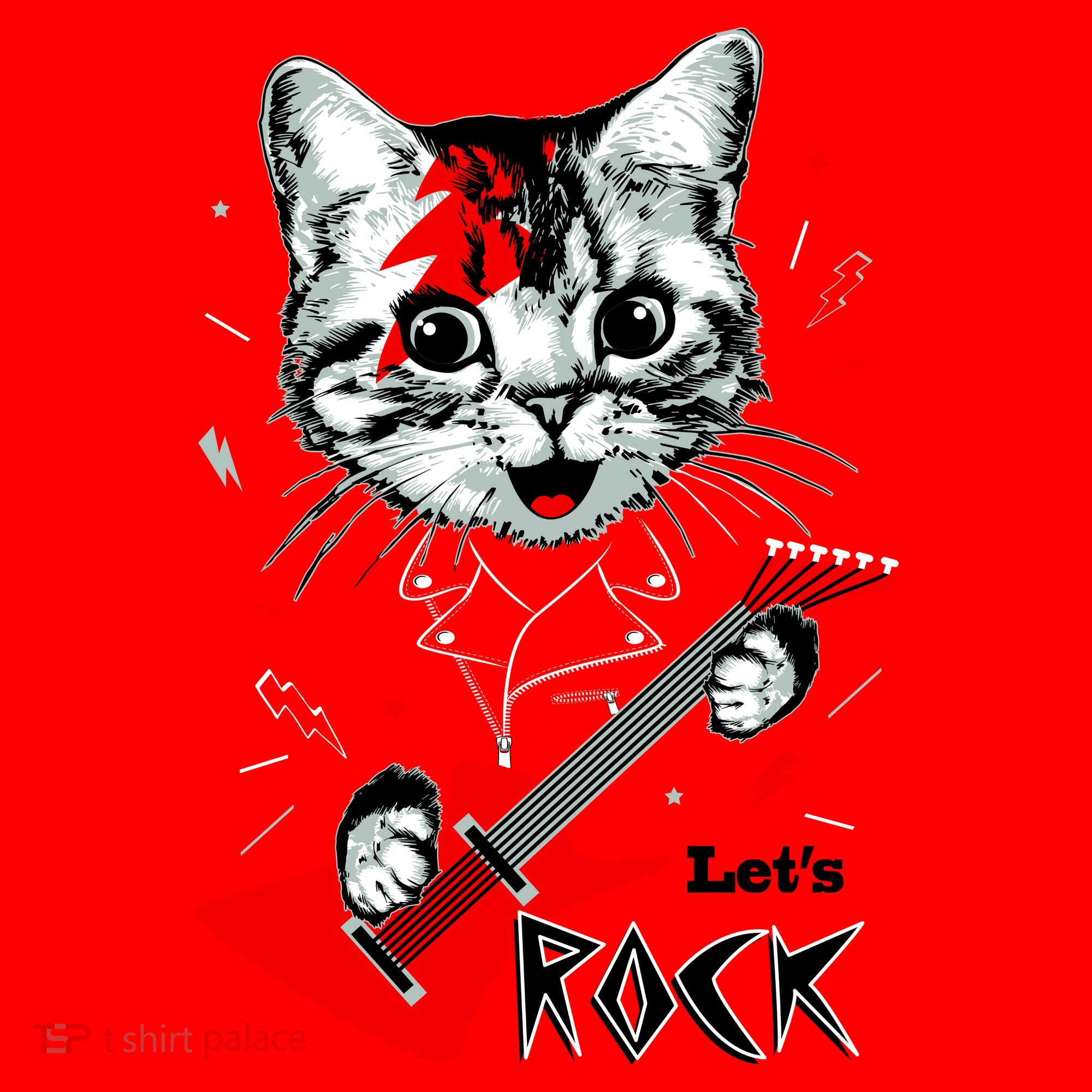 Lets Rock Cat Rock Band Guitar Rock And Roll Santa Hat