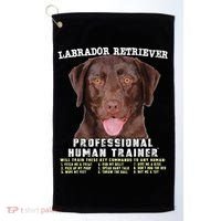 Labrador Retriever Chocolate Lab Professional Human Trainer Cute Dog Golf Towel thumb 0