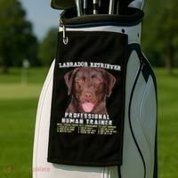 Labrador Retriever Chocolate Lab Professional Human Trainer Cute Dog Golf Towel thumb 2
