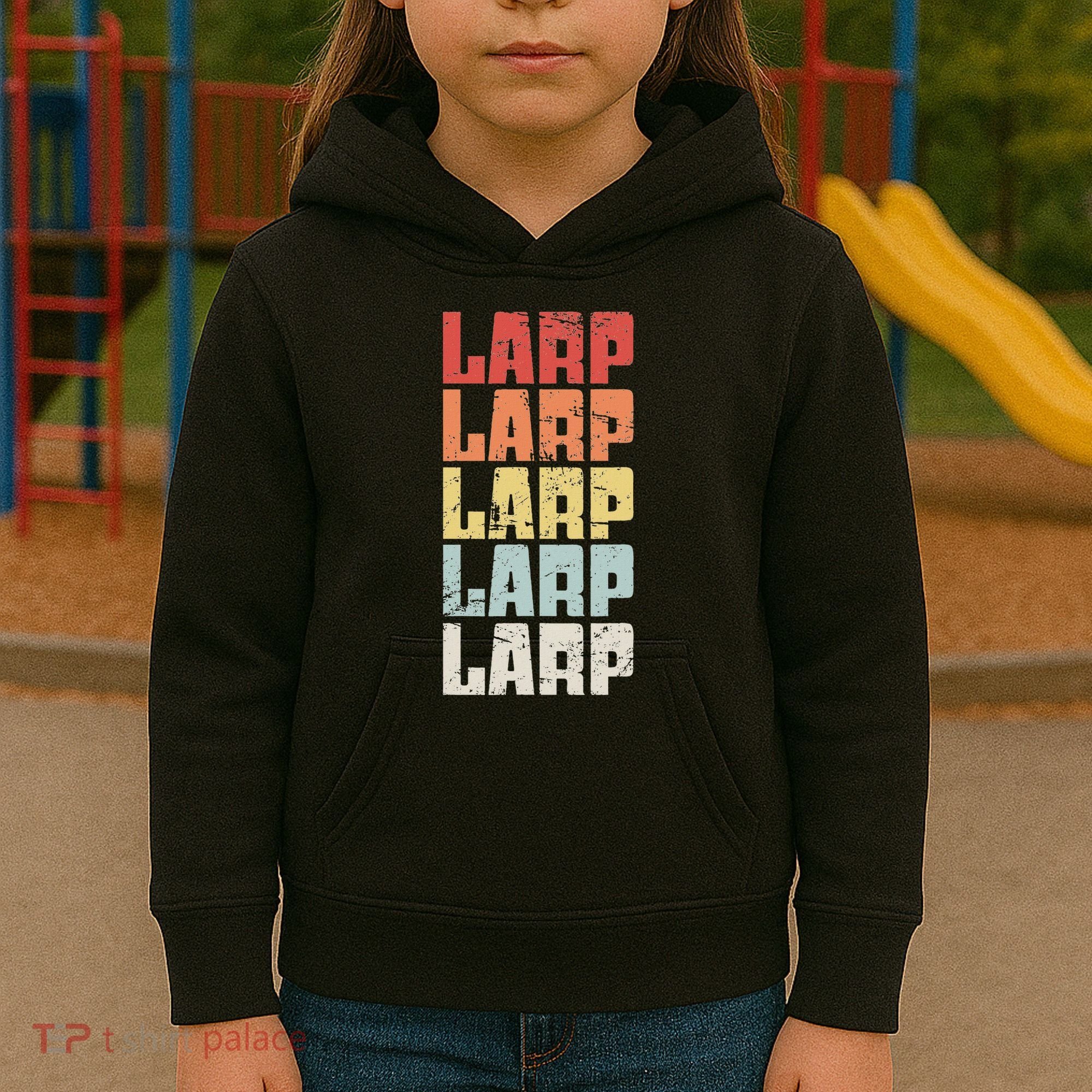 Larp Retro Distressed Larping Kids Hoodie