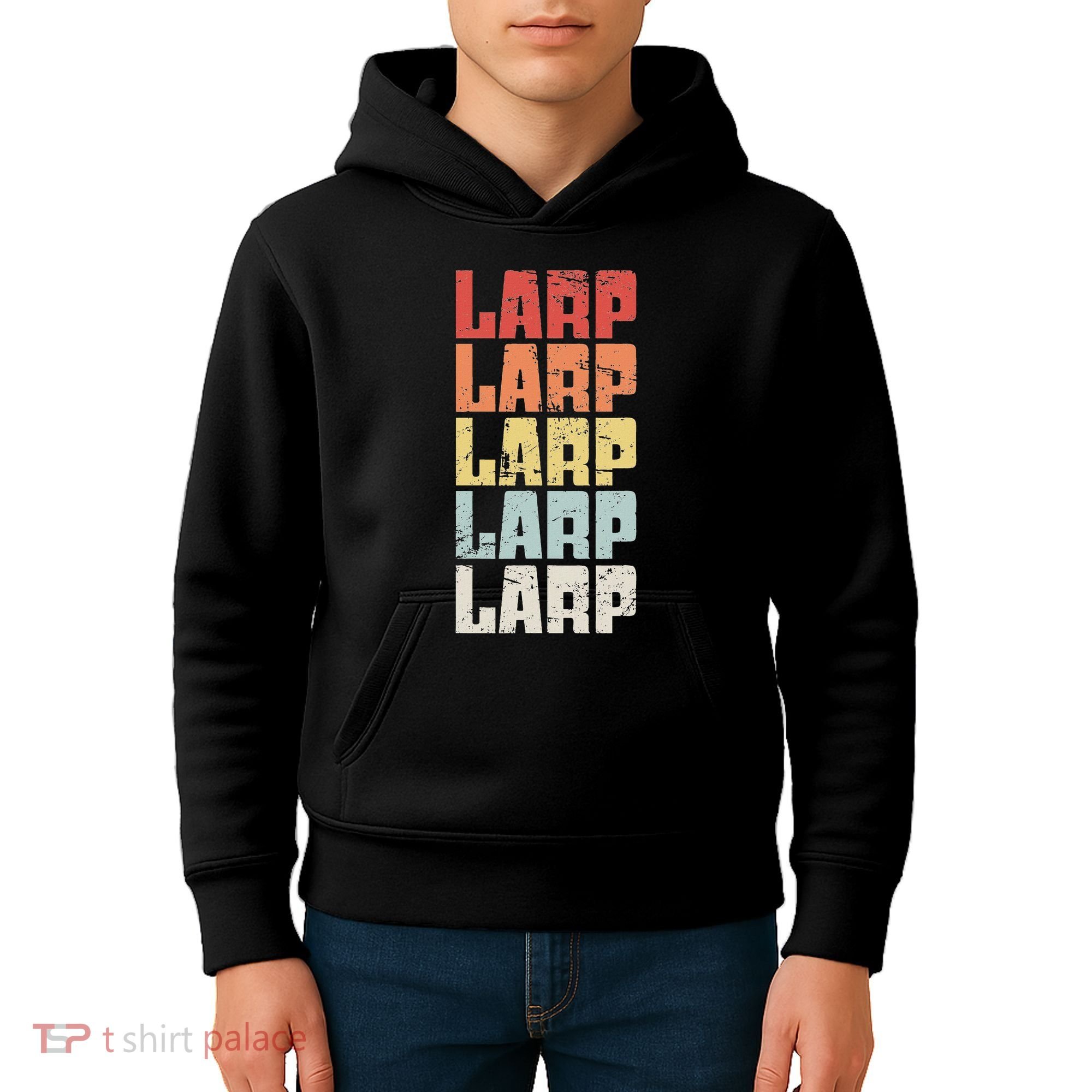 Larp Retro Distressed Larping Kids Hoodie