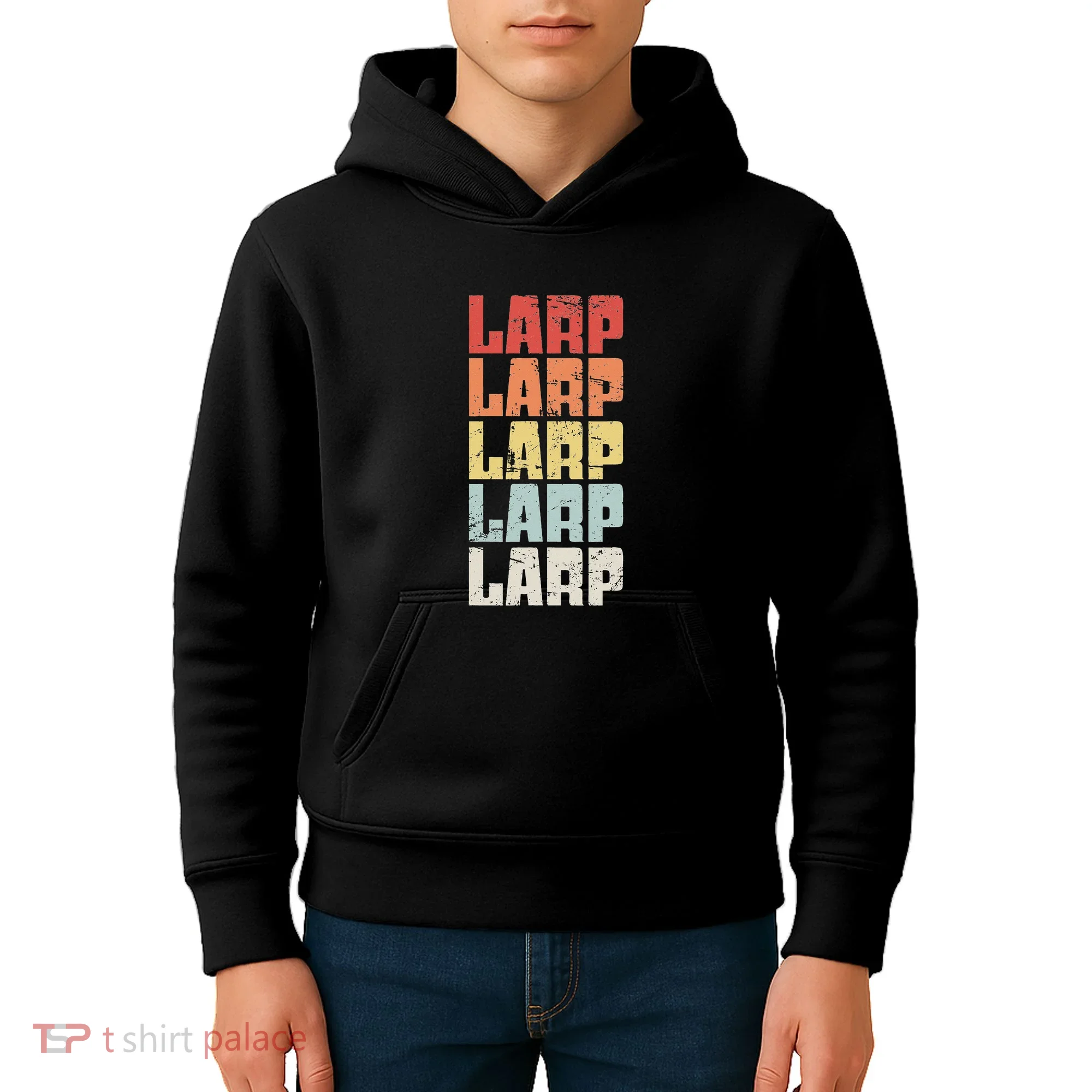 Larp Retro Distressed Larping Kids Hoodie