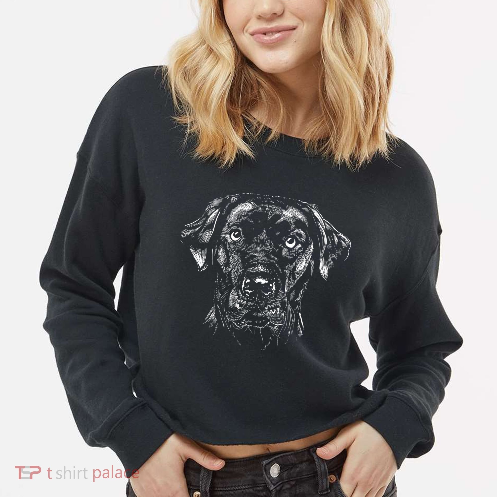 Labrador Retriever Dog Cropped Pullover Crew