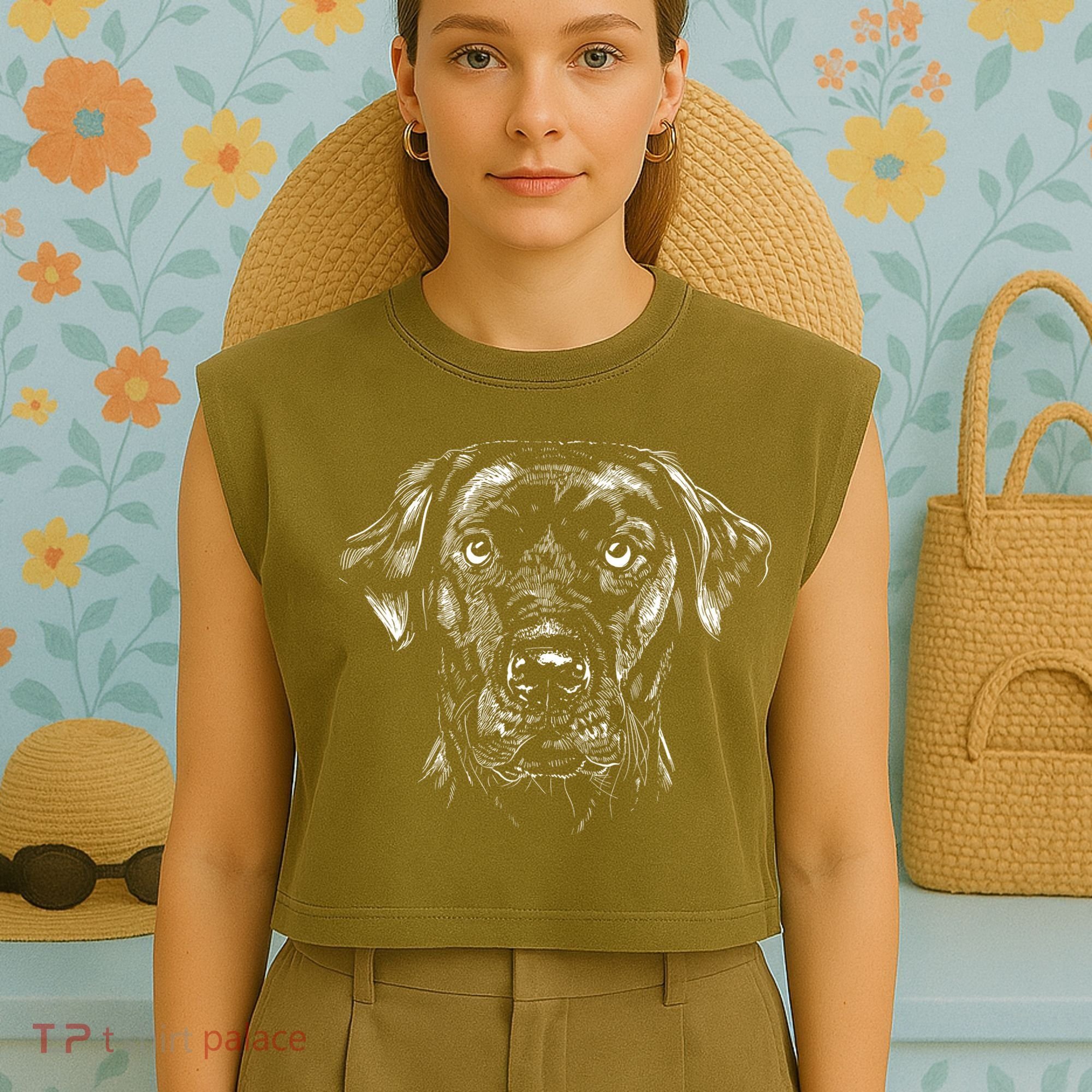 Labrador Retriever Dog Garment-Dyed Women's Muscle Tee