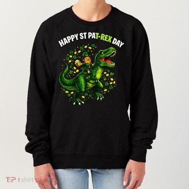 Leprechaun Riding Dino Happy Pat-rex Day T-rex Women's Sweatshirt