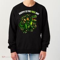 Leprechaun Riding Dino Happy Pat-rex Day T-rex Women's Sweatshirt thumb 0
