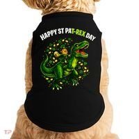 Leprechaun Riding Dino Happy Pat-rex Day T-rex Doggie Tank thumb 0