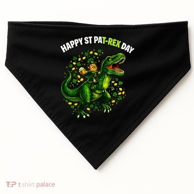 Leprechaun Riding Dino Happy Pat-rex Day T-rex USA-Made Doggie Bandana