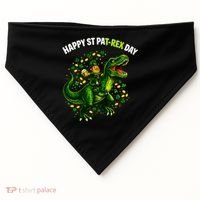 Leprechaun Riding Dino Happy Pat-rex Day T-rex USA-Made Doggie Bandana thumb 0