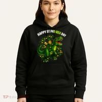 Leprechaun Riding Dino Happy Pat-rex Day T-rex Hoodie thumb 5