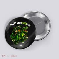Leprechaun Riding Dino Happy Pat-rex Day T-rex Button thumb 0