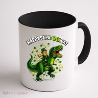 Leprechaun Riding Dino Happy Pat-rex Day T-rex Coffee Mug thumb 1