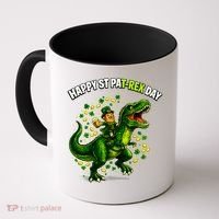 Leprechaun Riding Dino Happy Pat-rex Day T-rex Coffee Mug thumb 0