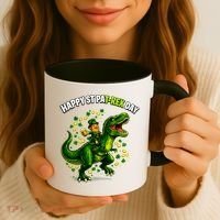 Leprechaun Riding Dino Happy Pat-rex Day T-rex Coffee Mug thumb 3
