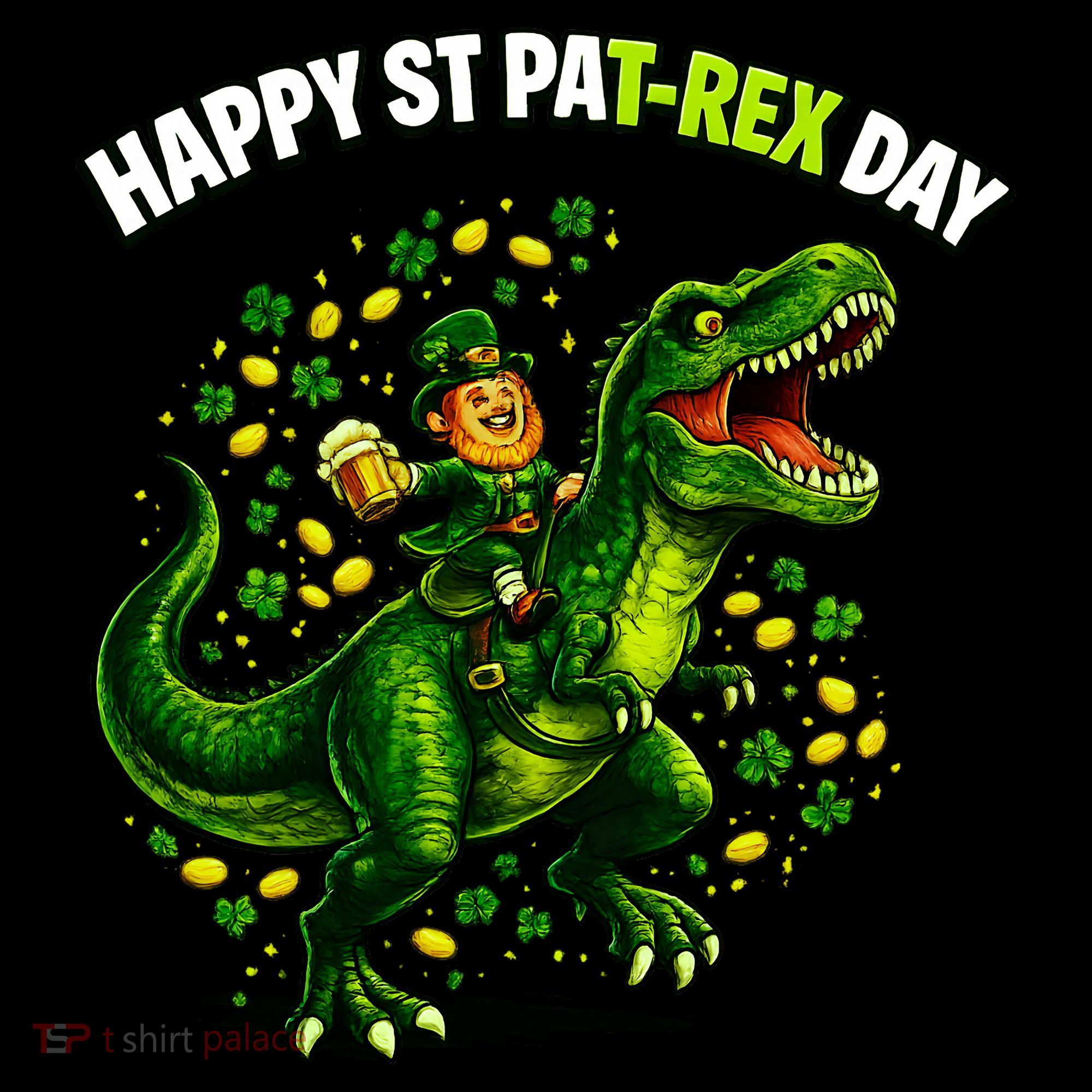Leprechaun Riding Dino Happy Pat-rex Day T-rex Coffee Mug
