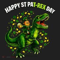 Leprechaun Riding Dino Happy Pat-rex Day T-rex Beanie thumb 2