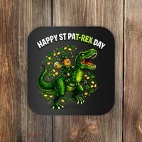 Leprechaun Riding Dino Happy Pat-rex Day T-rex Coaster thumb 0