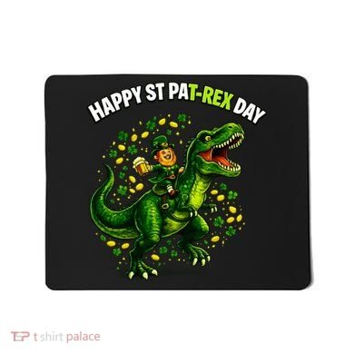 Leprechaun Riding Dino Happy Pat-rex Day T-rex Mousepad
