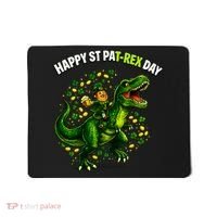 Leprechaun Riding Dino Happy Pat-rex Day T-rex Mousepad thumb 0