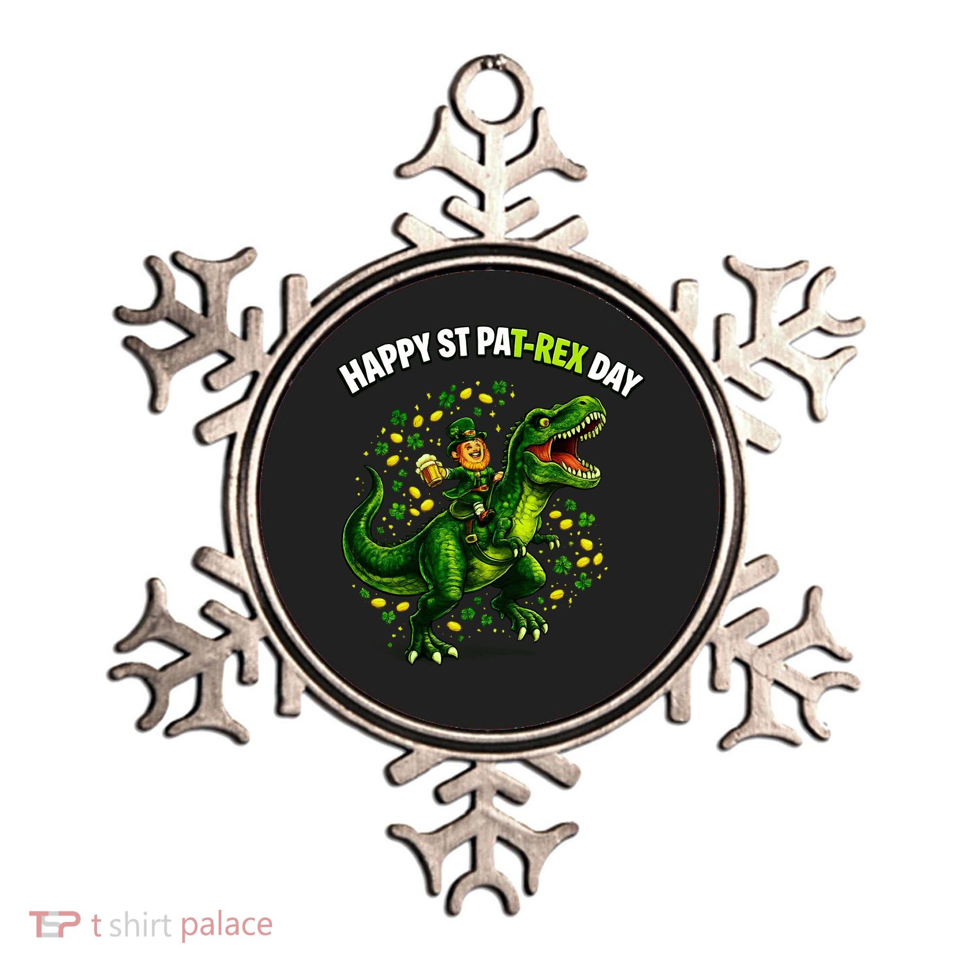Leprechaun Riding Dino Happy Pat-rex Day T-rex Ornament
