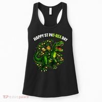 Leprechaun Riding Dino Happy Pat-rex Day T-rex Women's Tank Top thumb 0