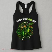 Leprechaun Riding Dino Happy Pat-rex Day T-rex Women's Tank Top thumb 3