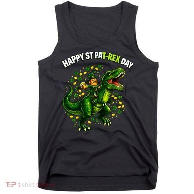 Leprechaun Riding Dino Happy Pat-rex Day T-rex Tank Top