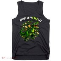 Leprechaun Riding Dino Happy Pat-rex Day T-rex Tank Top thumb 0