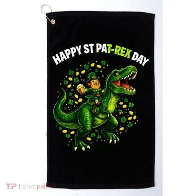 Leprechaun Riding Dino Happy Pat-rex Day T-rex Golf Towel