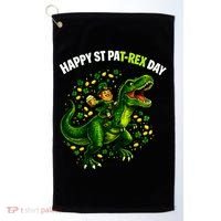 Leprechaun Riding Dino Happy Pat-rex Day T-rex Golf Towel thumb 0