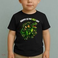 Leprechaun Riding Dino Happy Pat-rex Day T-rex Toddler T-Shirt thumb 2