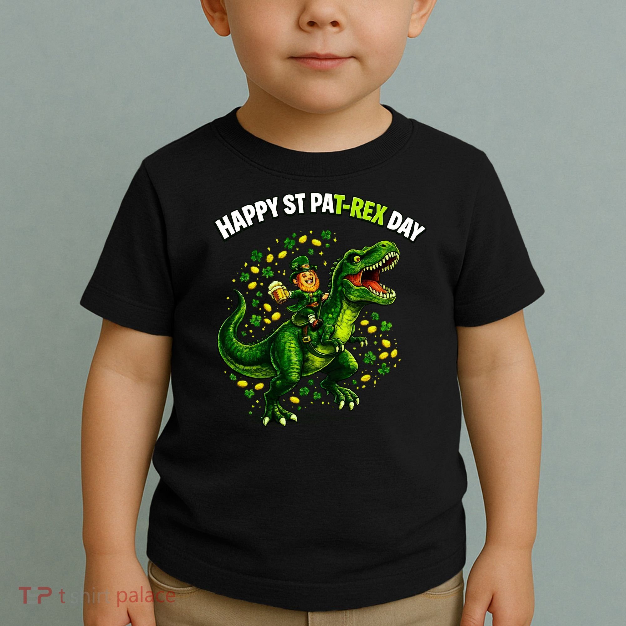 Leprechaun Riding Dino Happy Pat-rex Day T-rex Toddler T-Shirt