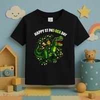 Leprechaun Riding Dino Happy Pat-rex Day T-rex Toddler T-Shirt thumb 3