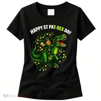 Leprechaun Riding Dino Happy Pat-rex Day T-rex Women's T-Shirt