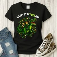 Leprechaun Riding Dino Happy Pat-rex Day T-rex Women's T-Shirt thumb 3