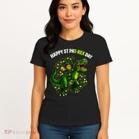 Leprechaun Riding Dino Happy Pat-rex Day T-rex Women's T-Shirt thumb 4