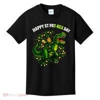Leprechaun Riding Dino Happy Pat-rex Day T-rex Kids T-Shirt thumb 0