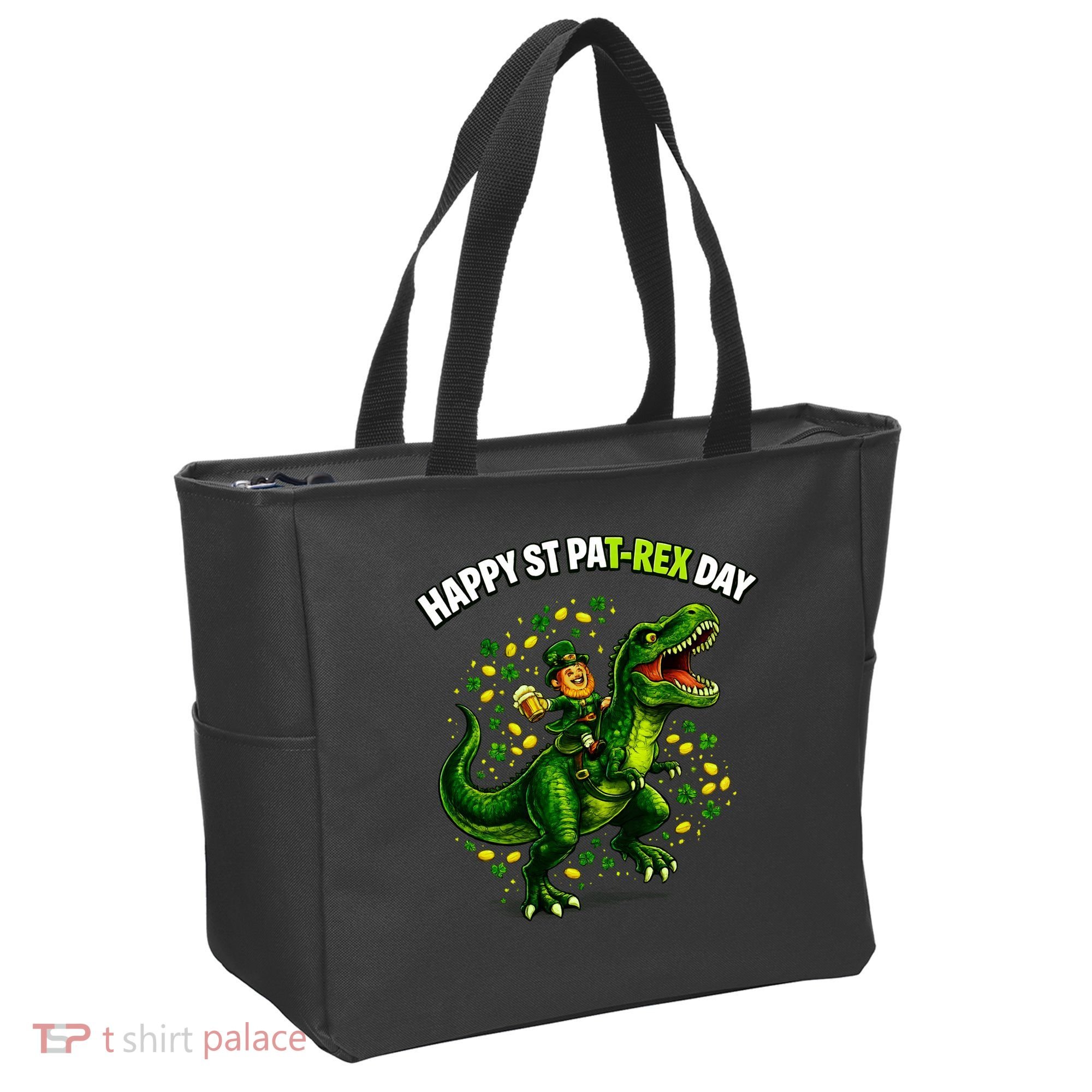 Leprechaun Riding Dino Happy Pat-rex Day T-rex Tote Bag