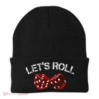 LetS Roll Funny Red Dice Craps Game Night Beanie thumb 0