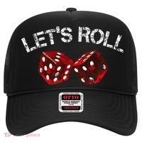 LetS Roll Funny Red Dice Craps Game Night Hat thumb 0