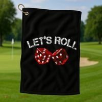 LetS Roll Funny Red Dice Craps Game Night Golf Towel thumb 1